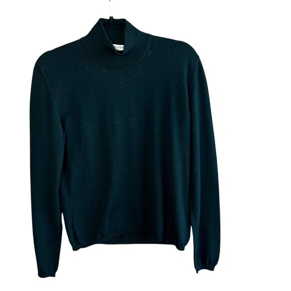 Giorgio Armani Le Collezioni Black 100% Wool Classic Turtleneck Sweater Size 10 - Picture 1 of 7